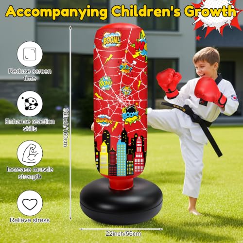Jenaai 3 in 1 Inflatable Punching Bag for Kids, 40" Boxing Kit