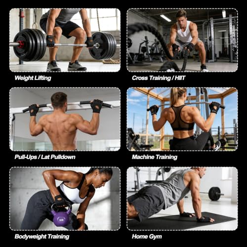 Workout Gloves for Men Women, Weight Lifting Gloves with 5MM Padded Palm, Non-Slip Gym Gloves, Fingerless Breathable Fitness Gloves for Training, Exercise, Pull Ups - size: X-Large