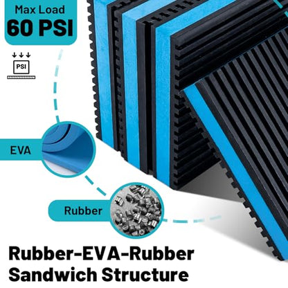 8 Pack Anti Vibration Pads, Heavy Duty Rubber Pads, 4" × 4" × 7/8" Sound Isolation Ribbed Rubber Mats, Vibration Isolation Pads for Outdoor AC Units, Air Compressors, Condenser Unit, HAVC