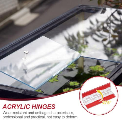 MECCANIXITY Small Acrylic Hinges Plastic Self-Adhesive Clear Hinge 75 x 45mm Continuous Piano Folding Hinges for Aquarium Lid Crafts Display Stand Pack of 4 Transparent - size: 75 x 45mm