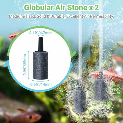 Aquarium Air Pump Accessories Kit with Standard Tubing, 4pcs Air Stones, 2pcs Check Valves, 6pcs Suction Cups, 4pcs Connectors, T Shape Control Valve (10 Ft. Tubing Kit)