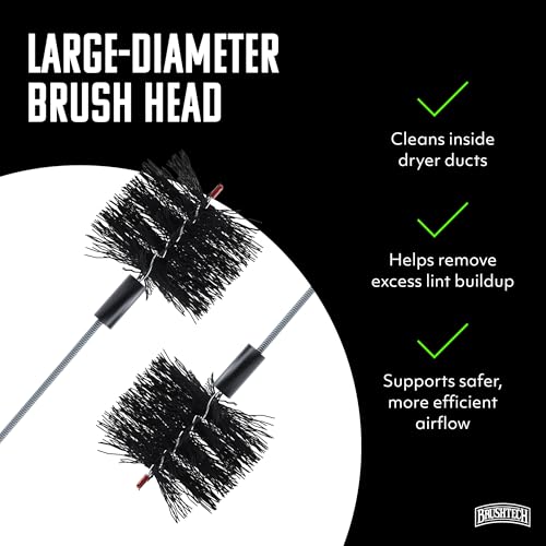 Brushtech Dryer Vent Cleaning Brush - 10-Foot Flexible Duct Cleaning Tool with Non-Kinking Spring for Lint Removal, Improved Airflow, Safer Dryers - Made in the USA, House Maintenance Supplies