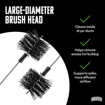 Brushtech Dryer Vent Cleaning Brush - 10-Foot Flexible Duct Cleaning Tool with Non-Kinking Spring for Lint Removal, Improved Airflow, Safer Dryers - Made in the USA, House Maintenance Supplies