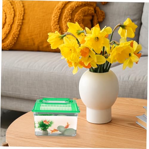 5pcs Portable Handheld Fish Tank Mixed Color Transparent Turtle Feeding Box for Small Pets Lightweight Plastic Breeding Aquarium Ventilation Design Easy to Clean and Operate