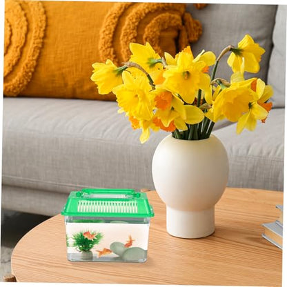 5pcs Portable Handheld Fish Tank Mixed Color Transparent Turtle Feeding Box for Small Pets Lightweight Plastic Breeding Aquarium Ventilation Design Easy to Clean and Operate