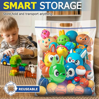 25 Gallon Jumbo Storage Bags, 3.5 Mil Thick Clear Plastic Zipper Bags with Handles, 35" x 24" Extra Large XL Heavy Duty for Home, Travel, and Moving (5 Packs) - size: 5 Jumbo