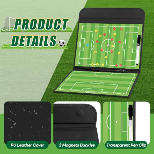 Soccer Coaching Board, Magnetic Soccer Clipboard for Coaches, Foldable Board with Dry Erase Marker - style: Soccer-A