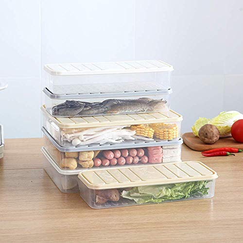 Square Refrigerator Storage Box Kitchen Household Plastic Food Sealed Frozen Fish And Shrimp Sliced Vegetable Box Refrigerator Storage & Finishing Box-Gris