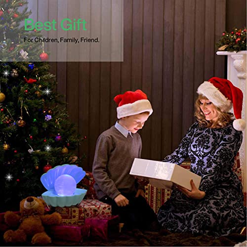 Shell Pearl Beach Themed Night Light, RGB 8 Colors Changing Mood Shell Pearl Lamps, Bedside LED Clamshell Portable Night Lights for Bar (Green) - color: Green