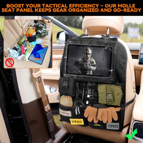 Universal Tactical Patch Display Board Hook & Loop Panel and Tactical MOLLE Seat Organizer for Trucks/SUVs - style: Seat Organizer&Tablet Pocket