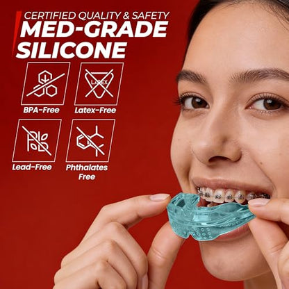 Mouth Guard for Braces - Kids Ages 7-10, Upper & Lower, No-Boil - color: Blue, size: Youth UpTo 10 Year