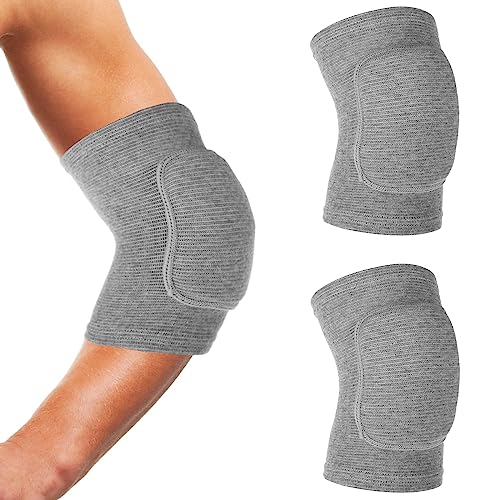 COMNICO Arm Brace Pads Elbow Protector Strap Pair Gray, Breathable Anti-Collision Sponge Tendonitis Fitness Volleyball Basketball Tennis Golfers Knee Support Band for Kids Men Women Elderly - color: Gray(40-75kg)