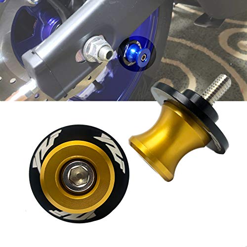 6MM M6x1.5 Motorcycle Swing arm Sliders Spools CNC Swing Arm Stand Screws 2PCS for Yamaha YZF R1 R3 R6 R25 R125 R6S 600R 750R (Gold) - color: Gold