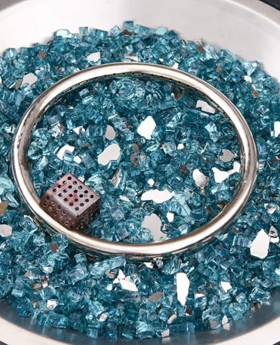 10 lb Reflective Fire Glass, 1/2 Inch, Fit for Fire Pit & Fireplace, Pacific Blue - color: Pacific Blue, size: 10 Pound (1/2")