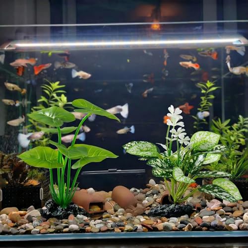 2 Pcs Fish Tank Decorations Plants, Artificial Plant Aquarium Accessories Decor, Goldfish Tank Decor Plastic Realistic Plants