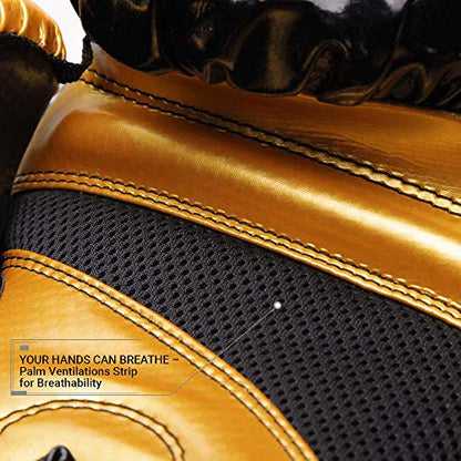 Revgear Pinnacle Boxing Glove | Entry Level | Comfortable & Stylish - color: Gold/Black, size: 12OZ