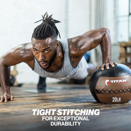 Titan Fitness Soft Leather Medicine Wall Ball Durable, Endurance, Cardio, Core Strength - size: 30 lb