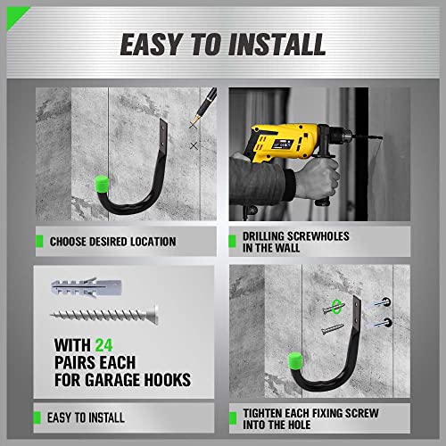 SWANLAKE Heavy Duty Garage Storage Utility Hooks, Utility Hooks for Garage Wall,Color Black (12PCS) - color: 12-Piece Green