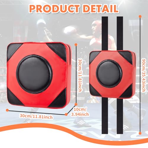 LuiceABC Wall Punching Boxing Pad, Wall Focus Target Foam, Boxing Fitness Wall Punch Bag, Leather and High Elastic Sponge Bag for Sports Training, Adjustable Height - style: Red