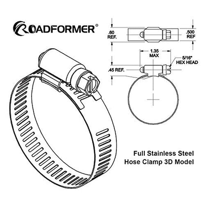 5" Worm Gear Hose Clamp - SAE 80 Size, Full Stainless Steel with 1/2" Band Width, Working Range 116mm - 140mm Hose Clamps,10 Pack