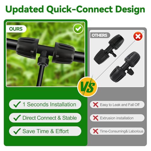 Kalolary 8PCS 1/2'' to 1/4'' Drip Irrigation Fittings Barbed Tee Quick Connector, Push-to-Fit Drip Irrigation Parts Anti-Leak Locked Splitter Fitting for Irrigation Tubing with 3-Way Connector