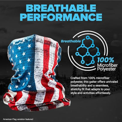 S A Soul of Adventure Single UV Face Shield | UV 30+ Multipurpose Neck Gaiter Balaclava for Adults - color: Blackout American Flag