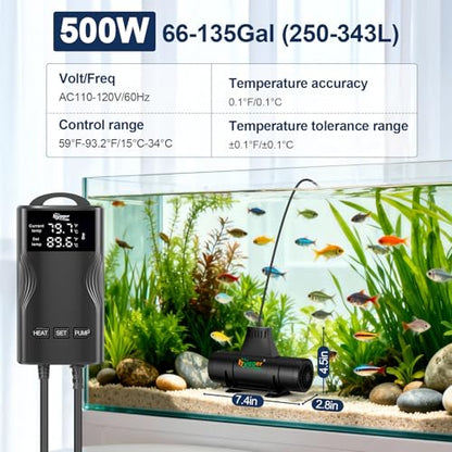 hygger Aquarium Heater with Upgrade Water Circulatio,Submersible Fish Tank Water Heater Digital Display,Auto Temperature Control for Freshwater Saltwater Safety Shut-Off Protection (800W,80~220Gal) - size: 800W,80~220Gal