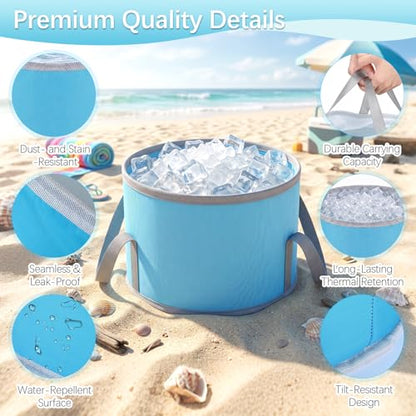 4 Pcs 5 & 2.6 Gallon Bucket Collapsible Foldable Bucket with Handle for Fishing Camping, Car Wash Buckets Foldable Water Container with Carry Bag Portable for Hiking Travel Gardening Beach