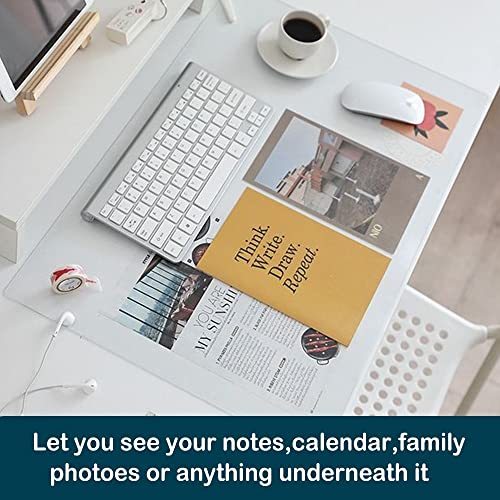 Desk Mat Clear Plastic Office Home Table Pad Blotter Mats Writing Desk Topper Protector with Mouse Pad for Laptop Computer Desktop Keyboard Pads Multifunctional Mat Transparent Wipeable PVC 17x36 - size: 17 x 36 inch