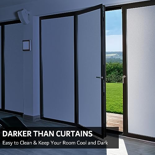 White Total Blackout Window Film, Static Cling Blackout Window Clings, 100% Light Blocking Film, Room Darkening Window Cover for Privacy Day Sleep Sun Blocking 17.3x118 inches - size: 17.3“ x 118" (44x300cm)