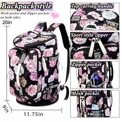 SDTAME Gym Duffel Backpack with Shoe Pocket & Laptop Sleeve - color: Red