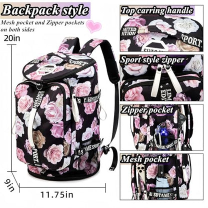 SDTAME Gym Duffel Backpack with Shoe Pocket & Laptop Sleeve - color: Red