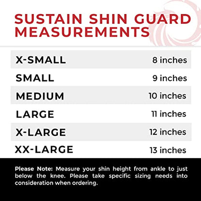 Sustain Shin Guard, Elastic Cloth Shin & Instep Padded Guards for Muay Thai Training, Sparring, MMA, Protective Kickboxing (Pair) - size: X-Small