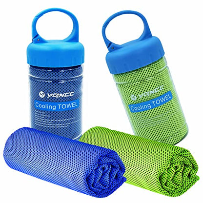YQXCC 2 Pack Cooling Towels (47"x12"), Ice Cool Towel for Neck & Face - color: Dark Blue/Green
