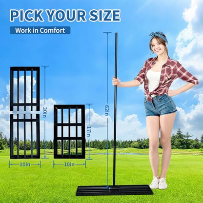 Lawn Leveling Rake 30"x10" - Heavy Duty Stainless Steel Lawn Leveler Tool with 5FT Long Handle, Smooth Edge Soil Leveler for Dirt, Sand, Grass, Backyard & Garden Landscaping