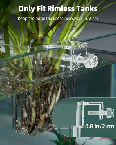 Pawfly Clear Acrylic Aquarium Plant Holder for Fish Tanks, Fish Tank Plant Pot for Water Feature Decoration, Top Hanging Fish Tank Planting Holder with Hook, 4 Pcs - size: 4 Pcs