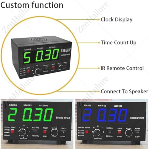 Interval Timer with LED Display,Adjustable Sound Buzzer,Customizable Training Time & Repetitions,Classic Gym Timer for Muay Thai MMA Kickboxing Workouts (Green) Green - color: Green