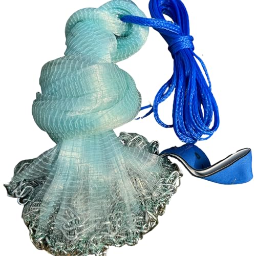 Easy Throw Cast Net for Fishing with Chain Bottom - 4ft to 12ft Radius, 2/7 Inch Mesh Size - Casting Net for All Anglers, Cast Nets for Fishing, Ideal for Saltwater and Freshwater