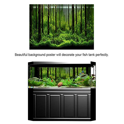 Fish Poster, PVC Adhesive Underwater Forest Fish Background Poster, Fish Aquarium Backdrop Decoration Paper with Self Adhesive Design(61 * 30cm) - size: 61*30cm