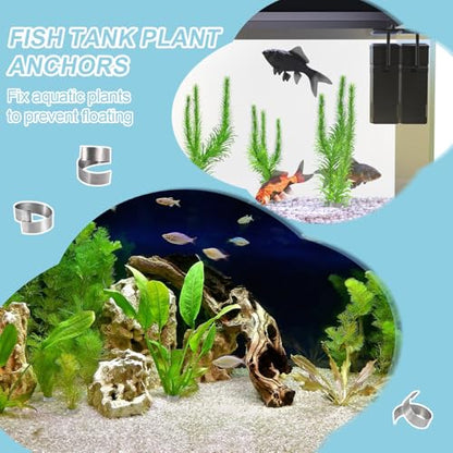 XIHIRCD 40pcs Aquarium Plant Weights, Metal Bendable & Cuttable Aquatic Plant Over Weight Anchors for Fish Tank Ponds Aquarium Prevent Plants Floating (Silver)