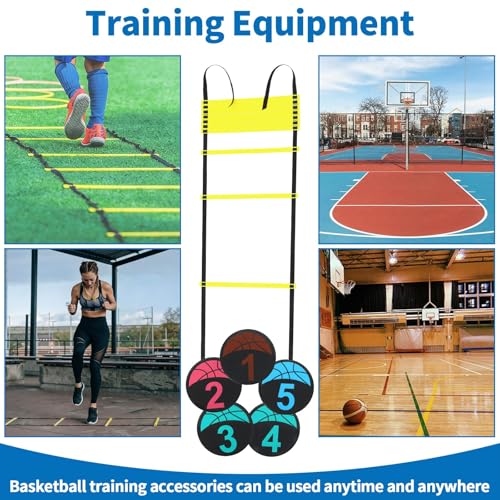 Silipull 15 Pcs Portable Basketball Training Equipment Footwork Training Mat Agility Drill Mat Non-slip Basketball Practice Aids for All Levels to Improve Speed, Strength Coordination - size: 47 x 31 Inches