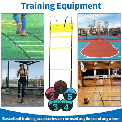 Silipull 15 Pcs Portable Basketball Training Equipment Footwork Training Mat Agility Drill Mat Non-slip Basketball Practice Aids for All Levels to Improve Speed, Strength Coordination - size: 47 x 31 Inches
