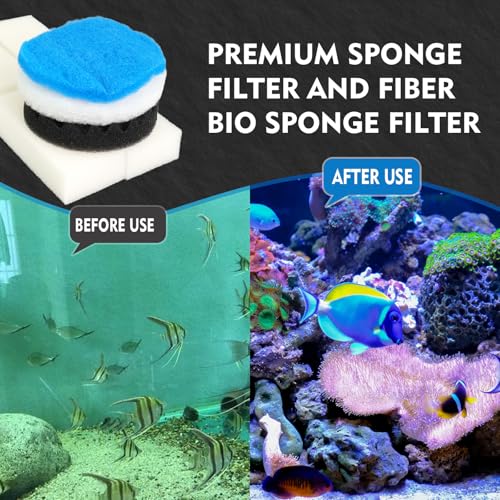 30 Pcs Filter Media Replacement Set with Quick Clear/Water Polishing Pads, Foam Pads, Fish Tank Filter Mesh Bags, Silicone Lube for Fluval Fx2 Fx4 Fx5 Fx6, Freshwater, Saltwater Aquariums