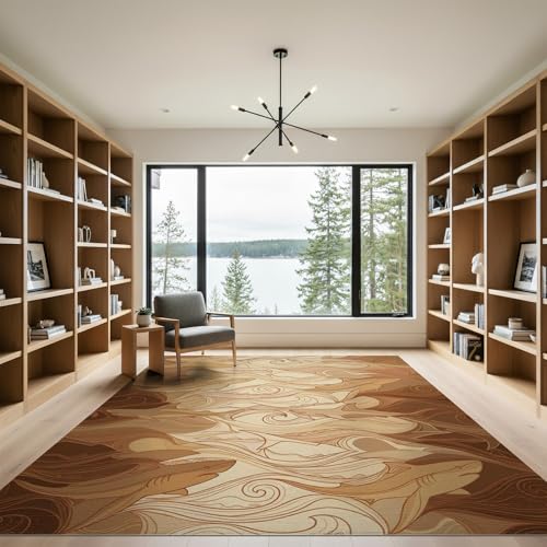 9'x12' Washable Flatwoven Rug, Beige Beachy Shark Stain Resistant Massive Carpet for Dining Room, Basement, Large Office, Non-Slip Chair-Friendly Mat | Ref:2067606 - color: Beige/Pattern 41, size: 9' x 12' (Rectangular)