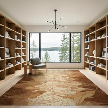 9'x12' Washable Flatwoven Rug, Beige Beachy Shark Stain Resistant Massive Carpet for Dining Room, Basement, Large Office, Non-Slip Chair-Friendly Mat | Ref:2067606 - color: Beige/Pattern 41, size: 9' x 12' (Rectangular)