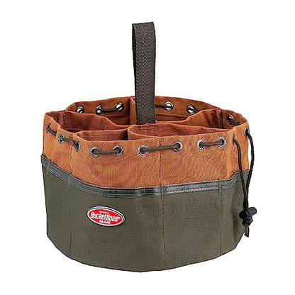 BucketBoss 25001 Canvas Organizer Parachute Bag with 19 Pockets for Nails,Screws, and Bolts in Brown