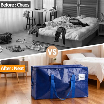 2-Pack Moving Bags, 23 Gallon Heavy Duty Waterproof Storage Totes with Reinforced Handles for Dorm & Home