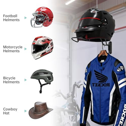 4 Pcs Wall Mounted Helmet Rack Storage Display Rack Hanger | Motorcycle Helmet Holder, For Equestrian/Baseball/Iron Man/Scout Trooper/Hockey Helmet, No Helmet - size: 4 PCS