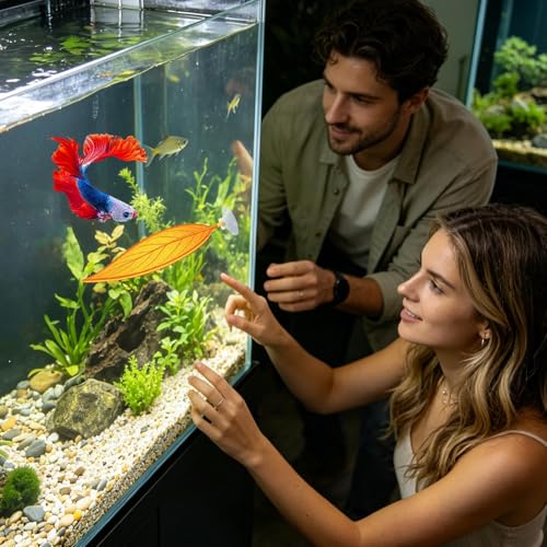 Fish Hammock,Artificial Leaf Shaped Bed Cave with Suction Cup | Betta Hammock for Aquarium | for Fish Tank Shrimp Freshwater Home Office Vacation