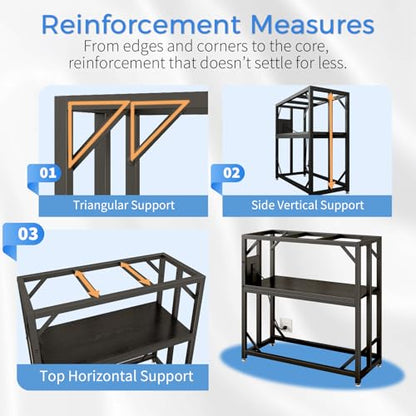 20-29-37 Gallon Fish Tank Stand with Power Outlet,Adjustable Aquarium Stand, Heavy Duty Terrarium Stand,Metal Frame Reptile Turtle Tank Stand Suitable for Home Office,600LBS Capacity, Black - color: Black, size: 20-29-37 Gallon